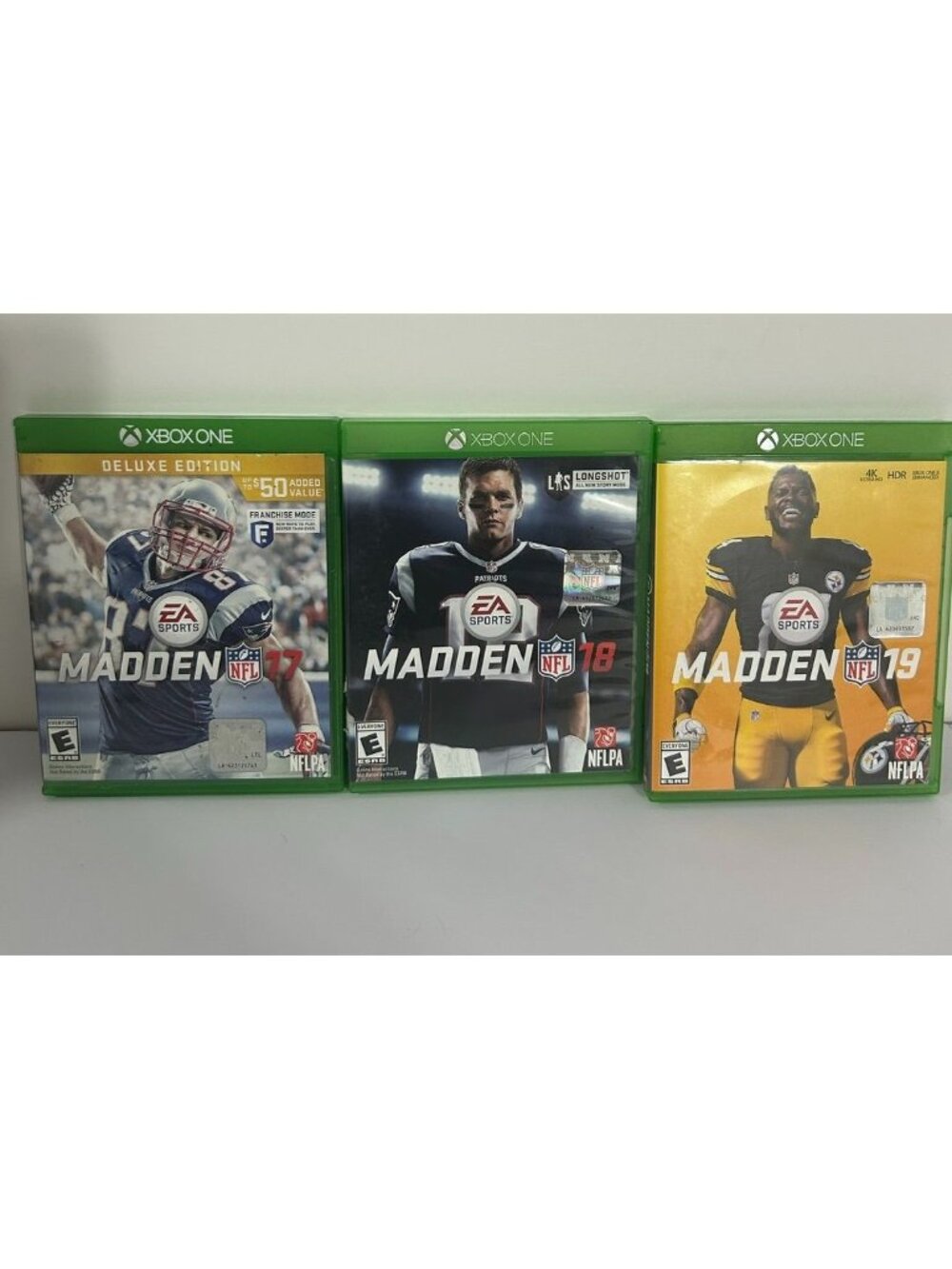 Xbox One Madden Lot of 3 NFL 19 + 18 + 17 Deluxe Edition Video Game Complete